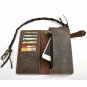 Large Bifold Wallet Men Genuine Leather Vintage RFID BLOCKING Zipper Cell Phone