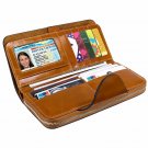 Trifold Leather Wallet Women Luxury Safe Large Zipper Clutch Purse Blocking