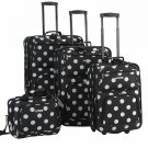 4 Piece Expandable Luggage Set Cute Suitcases Skate wheels Black Dots Women