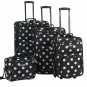 4 Piece Expandable Luggage Set Cute Suitcases Skate wheels Black Dots Women