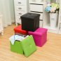 Leather Storage Ottoman Organizer Folding Cube Toy Box Seat Puppy Step Footstool