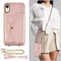 iPhone XR Wallet Case Crossbody Chain Strap Hidden Storage Card Holder Leather