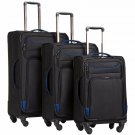 3 Piece Luggage Set Premium Soft Side Spinner Suitcase Travel Oxford Cloth Black