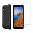 Xiaomi Redmi 7A Case with Screen Protector Carbon Fiber Slim Cover Anti-splip