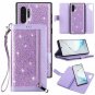 Samsung Galaxy Note 10+ Plus Wallet Case w/ Shinning Classy Leather Stand Purple