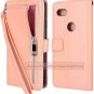 Harryshell Pixel 3a XL Case, Zipper Pocket Card Slot Kickstand PU Pink