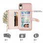 iPhone XR Wallet Case Crossbody Zipper Purse Wrist Chain Card Holder Cover