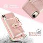 iPhone XR Wallet Case Crossbody Zipper Purse Wrist Chain Card Holder Cover