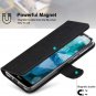 Nokia 4.2 Wallet Case Flip Folio Stand Cover Card Holster Canvas TPU Black