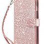 iPhone 8/7 Plus Wallet Case Card Slot Wrist Strap Glitter Women Bling Rose Gold