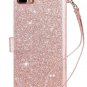 iPhone 8/7 Plus Wallet Case Card Slot Wrist Strap Glitter Women Bling Rose Gold