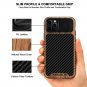 iPhone 11 Pro Max Case Wood Grain Carbon Fiber Protective Cover Design Leather