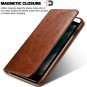 iPhone 7 Plus/8 Plus Wallet Case Premium PU Leather Folio Style Stand Brown