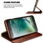 iPhone 7 Plus/8 Plus Wallet Case Premium PU Leather Folio Style Stand Brown