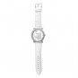 Fashion Round White Dial Cubic Zirconia Watch Faux Leather Buckle Strap 8.5-inch