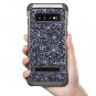 Case for Galaxy S10 Plus Leather Luxury Glitter Bling Rugged Shiny Hybrid Black