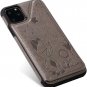 Wallet Case for iPhone 11 Pro Max Embossed Durable Shockproof Folio Cover Grey