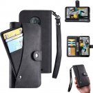 Wallet Case for Motorola Moto G6 Flip Leather Card Slots Kickstand Strap Black