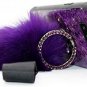 Samsung S9 Plus Fur Ball Case with Bling Ring Stand Holder Luxury ShinyPurple
