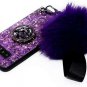 Samsung S9 Plus Fur Ball Case with Bling Ring Stand Holder Luxury ShinyPurple
