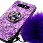Samsung S9 Plus Fur Ball Case with Bling Ring Stand Holder Luxury ShinyPurple