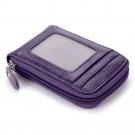 Premium Genuine Leather Slim Zipper Business/Credit Card Case M, Purple