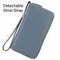 Lavemi Women's RFID Blocking Real Leather Zip Around 1- Pebbled Light Blue