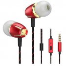 LEZII Wired Earbuds Headphones, Fullmetal Earphones, 3.6 Feet Long Fabric Red
