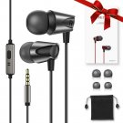 Kuulaa M17 Wired Earphones with Microphone, Full Metal Earbuds in Ear Black