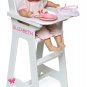 Badger Basket White Doll High Chair with Plate, Bib, and Spoon White/Gingham