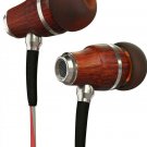 Symphonized NRG 3.0 Earbuds in-Ear Headphones, Wood Noise-isolating Red