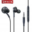 Aux Headphones/Earphones/Earbuds, (2 Pack) 3.5mm Wired in-Ear Black
