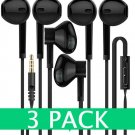 Headphones [3-Pack] Certified In-Ear Earbuds Earphones with Microphone...
