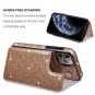 Case for iPhone 11 Pro Max Stand Premium Glitter PU Shockproof Leather Rose Gol