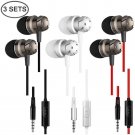 3 Packs Earbud Headphones with Remote & Microphone, SourceTon In Ear Red