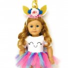 MY GENIUS DOLLS Unicorn Clothes, Headband, Tutu -fits All 18 inch Dolls Like...