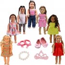 7pcs Doll Clothes 1Shoes 1Bracelet 1Crown hair clip 1Hair ring for 18"Dolls...