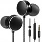 Earbuds Wired with Microphone and Remote Control, Ergonomic Stereo Black