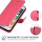 Wallet Case for iPhone 8 /7 Plus Flip Book Style Magnetized Women Hot Pink