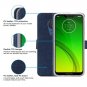 DDJ Moto G7 Power Case Flip Cover TPU&PU Leather with Kickstand, Blue