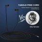 Earbuds, Vogek Tangle-Free Flat Cord Ergonomic in-Ear Headphones with Black