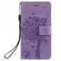 Cmeka 3D Cat Tree Flower Wallet Case for Motorola Moto G7 Play, Y-Purple