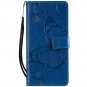 Cmeka 3D Butterfly Wallet Case for Motorola Moto Z4 Play Slim Flip D-Blue