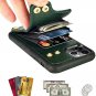 Wallet Case for iPhone 11 Pro Max Shockproof Leather Card Holder Midnight Green
