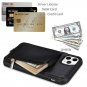 Wallet Case for iPhone 11 Pro Max Leather Necklace Lanyard Strap Case Black