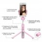 Selfie Stick Tripod POKANIC Bluetooth Wireless Remote Control Extendable Pink