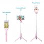 Selfie Stick Tripod POKANIC Bluetooth Wireless Remote Control Extendable Pink