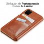 Wallet Case for iPhone 11 Pro Max Folio Cover with Card Holder Cognac Brown