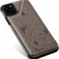 Wallet Case for iPhone 11 Pro Max Embossed Durable Shockproof Folio Cover Grey