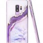Case for Galaxy S9 Plus Shiny Gold Purple Agate Crystal White Background Design